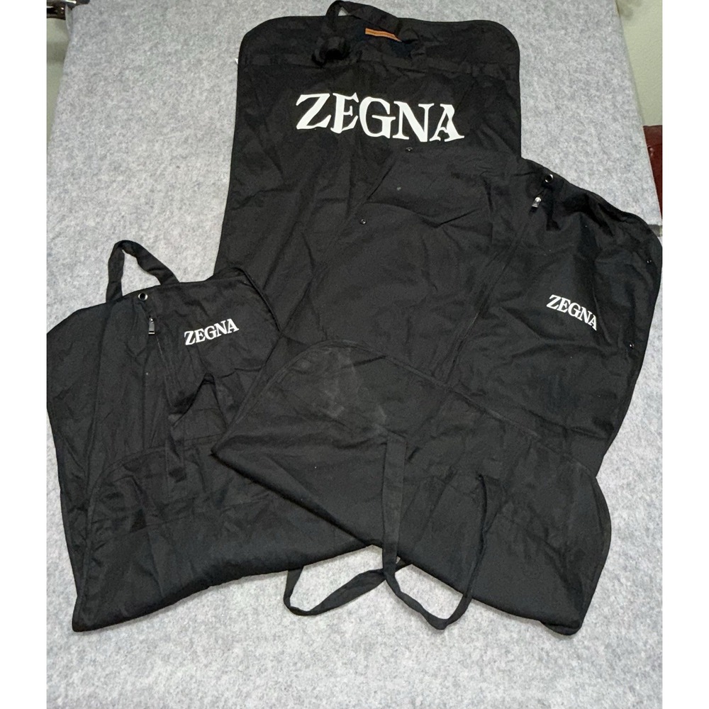 Zegna Black Garment Bag Suit Carrier Travel Folding Zipper Handles Bundle Of 3